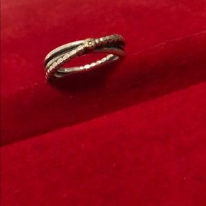 Pandora two toned silver and gold diamond ring